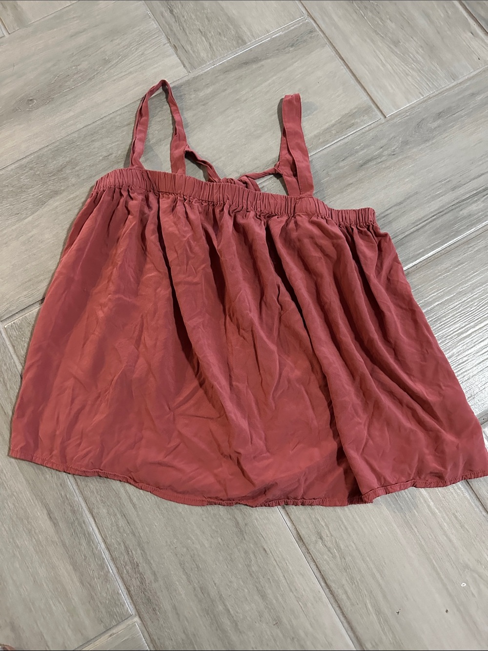 Rust Red Strappy Crop Top with Gathered Waist